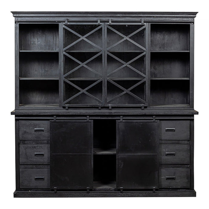 Mangoholz Buffet-Schrank Denver Schwarz 260 cm X Mahom
