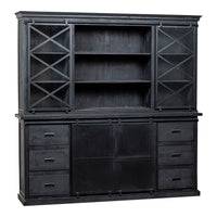 Mangoholz Buffet-Schrank Denver Schwarz 220 cm X Mahom