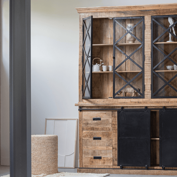 Mangoholz Buffet-Schrank Denver 200 cm Doppeltüren X Mahom
