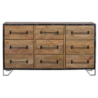Mangoholz Anrichte Baltimore 160 cm 9 Schubladen Mahom