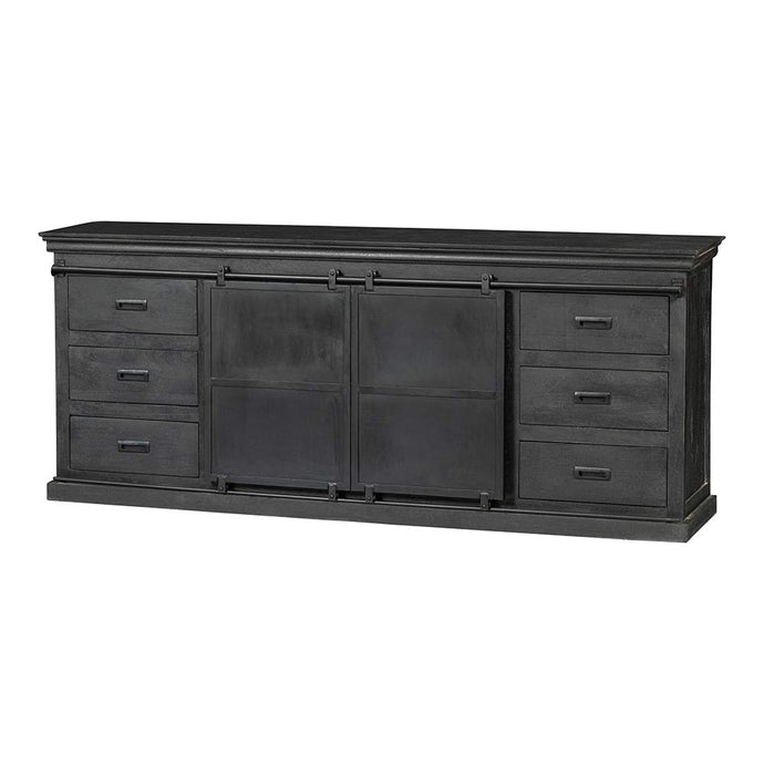 Mangoholz Anrichte Newark Schwarz 160 cm Doppeltürer Mahom