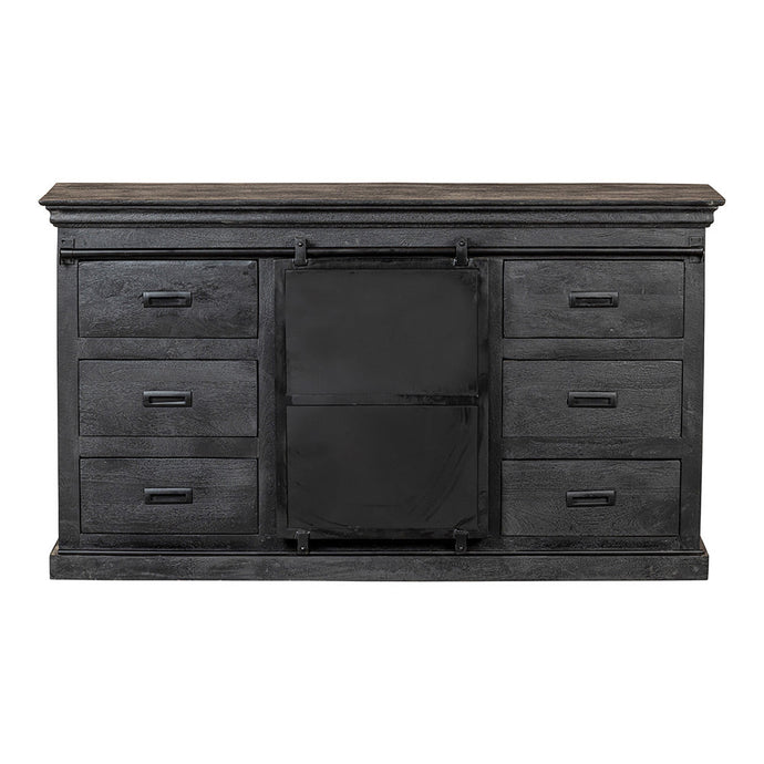 Mangoholz Anrichte Newark Schwarz 160 cm Mahom