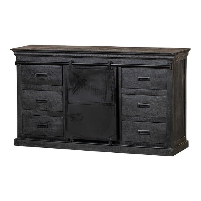 Mangoholz Anrichte Newark Schwarz 160 cm Mahom