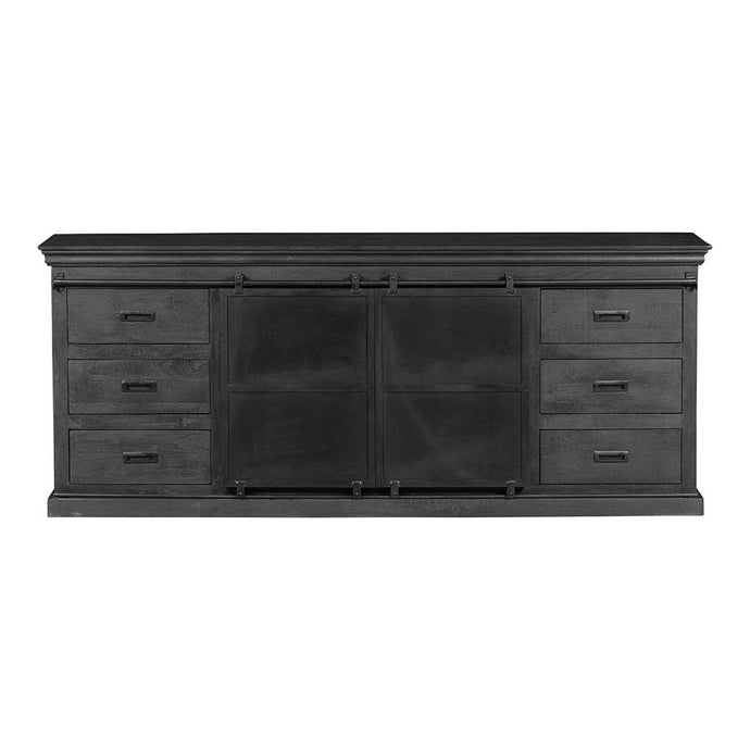 Mangoholz Anrichte Newark Schwarz 160 cm Doppeltürer Mahom