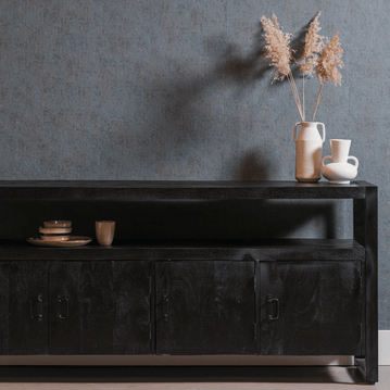 Mangoholz Anrichte Pittsburgh Schwarz 180 cm Mahom