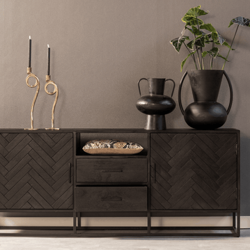 Mangoholz Anrichte Toronto Schwarz 180 cm Mahom