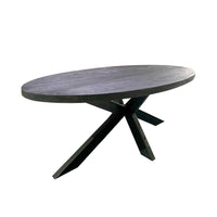 Mangoholz Esstisch Tulsa Schwarz Oval 180×100 cm Mahom