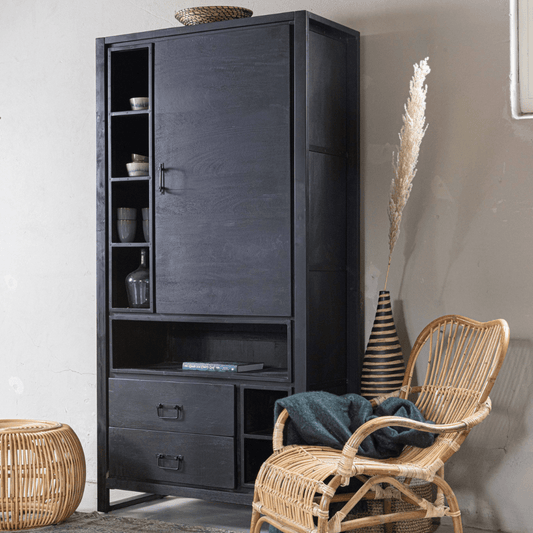 Mangoholz Schrank Stockton Schwarz 100 cm Mahom