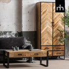 Mangoholz Couchtisch Britt 120 cm mit 2 Schubladen Mahom