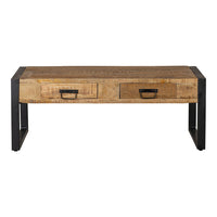 Mangoholz Couchtisch Britt 120 cm mit 2 Schubladen Mahom