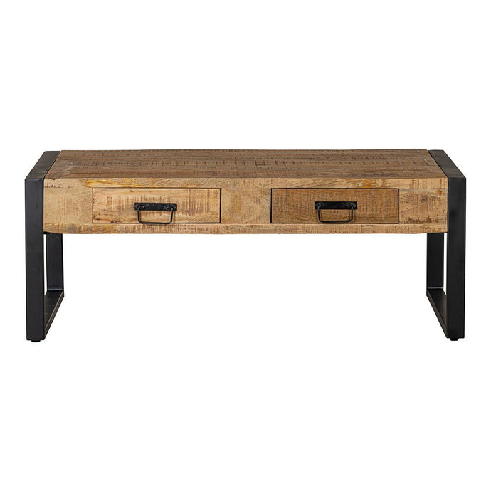 Mangoholz Couchtisch Britt 120 cm mit 2 Schubladen Mahom