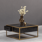 Mangoholz Couchtisch Naples Quadratisch Gold Mahom