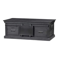 Mangoholz Couchtisch Portland Schwarz 120 cm 4 Schubladen Mahom