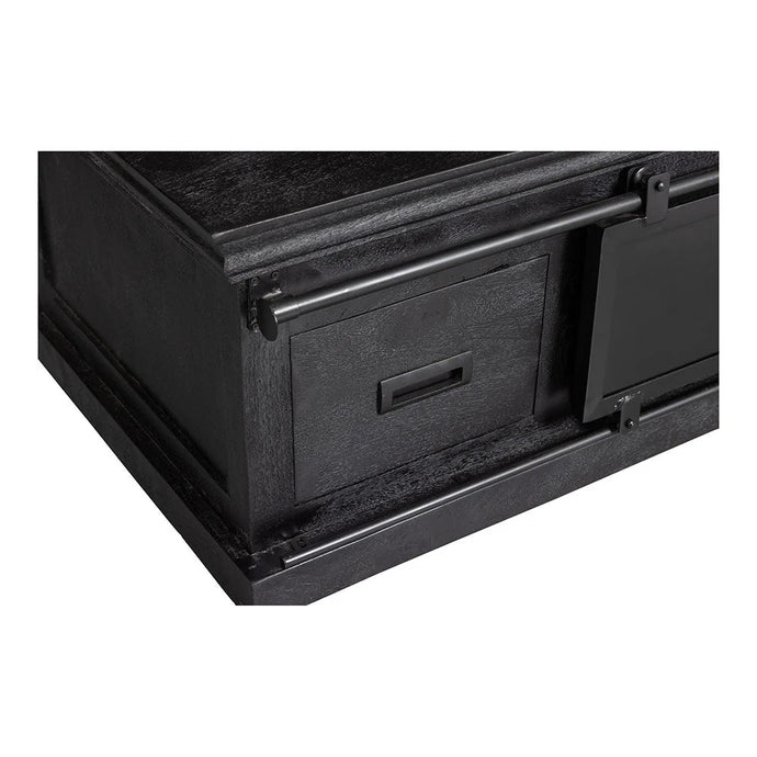 Mangoholz Couchtisch Portland Schwarz 120 cm 4 Schubladen Mahom