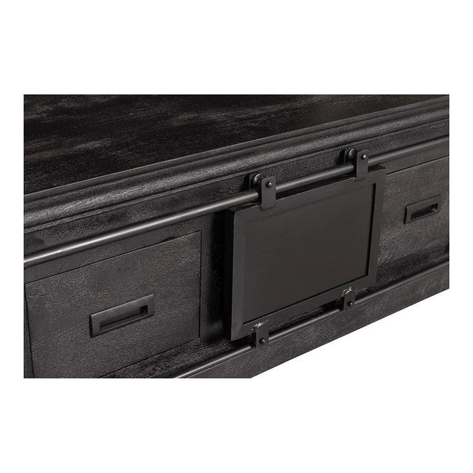 Mangoholz Couchtisch Portland Schwarz 120 cm 4 Schubladen Mahom