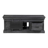 Mangoholz Couchtisch Portland Schwarz 120 cm 4 Schubladen Mahom