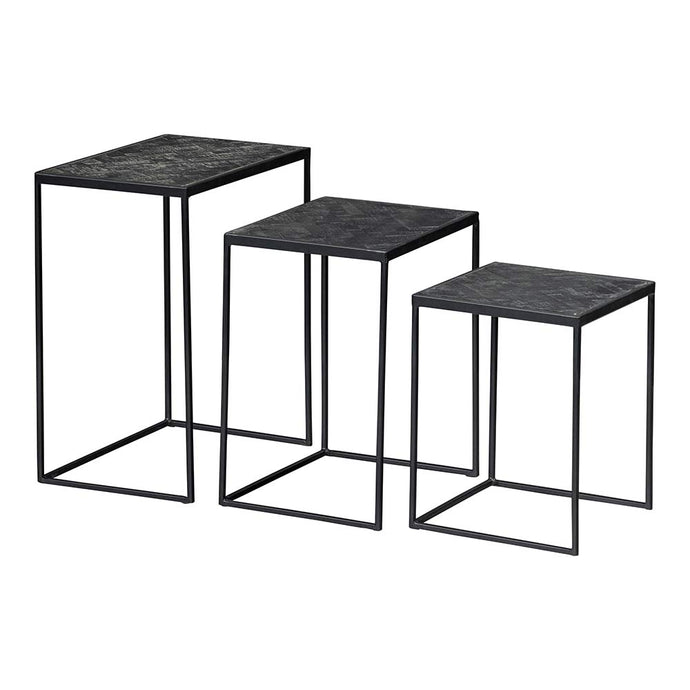 Mangoholz Couchtische Dayton Schwarz Satz von 3 Mahom