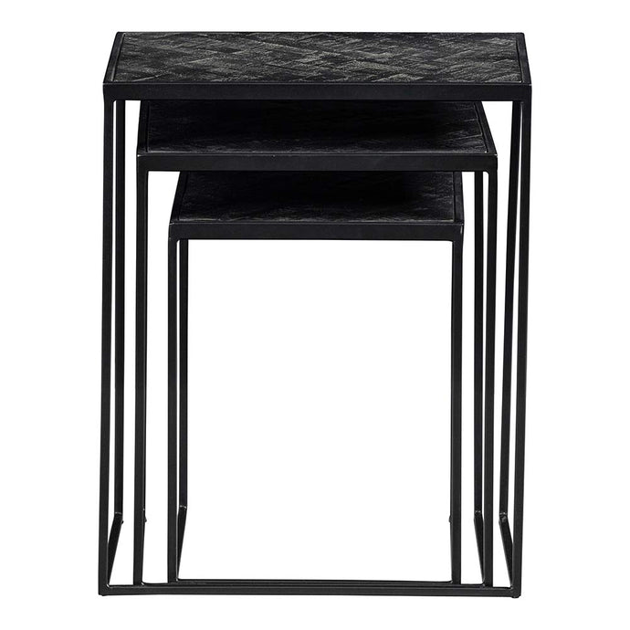 Mangoholz Couchtische Dayton Schwarz Satz von 3 Mahom