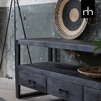 Mangoholz TV-Möbel Fresno Schwarz 150 cm Mahom
