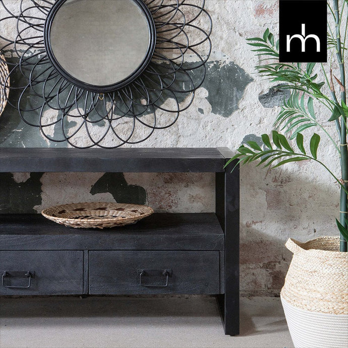 Mangoholz TV-Möbel Fresno Schwarz 150 cm Mahom