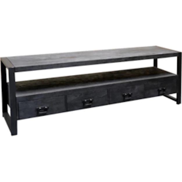 Mangoholz TV-Möbel Fresno Schwarz 180 cm Mahom