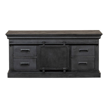 Mangoholz TV-Möbel Portland Schwarz 120 cm Mahom