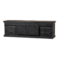 Mangoholz TV-Möbel Portland Schwarz 240 cm Mahom