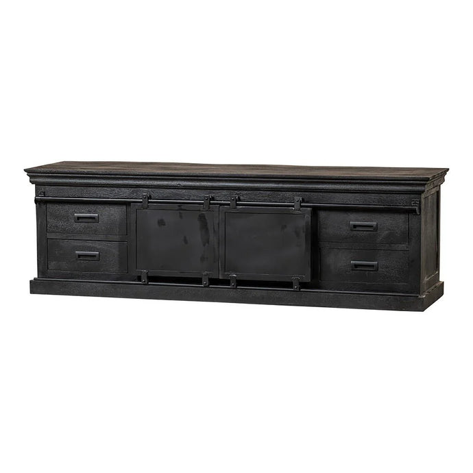 Mangoholz TV-Möbel Portland Schwarz 240 cm Mahom