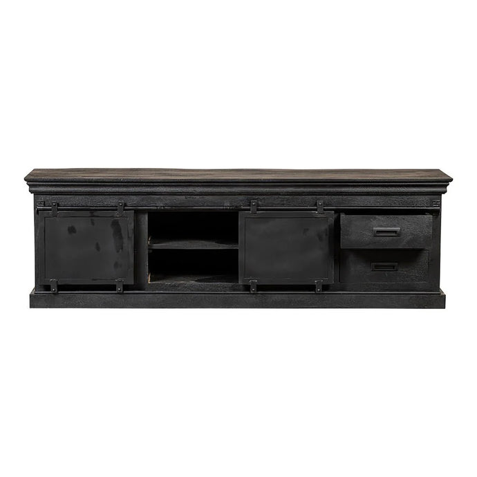 Mangoholz TV-Möbel Portland Schwarz 240 cm Mahom
