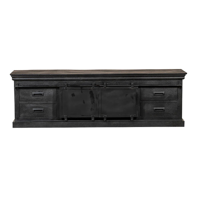 Mangoholz TV-Möbel Portland Schwarz 240 cm Mahom