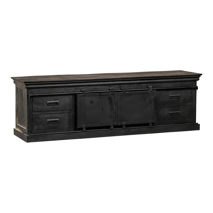 Mangoholz TV-Möbel Portland Schwarz 240 cm Mahom