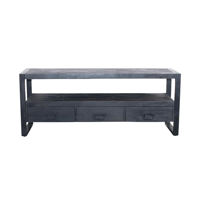 Mangoholz TV-Möbel Fresno Schwarz 150 cm Mahom