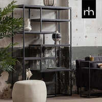 Mangoholz Fächerschrank Chicago Schwarz 80 cm Mahom