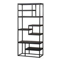 Mangoholz Fächerschrank Chicago Schwarz 80 cm Mahom