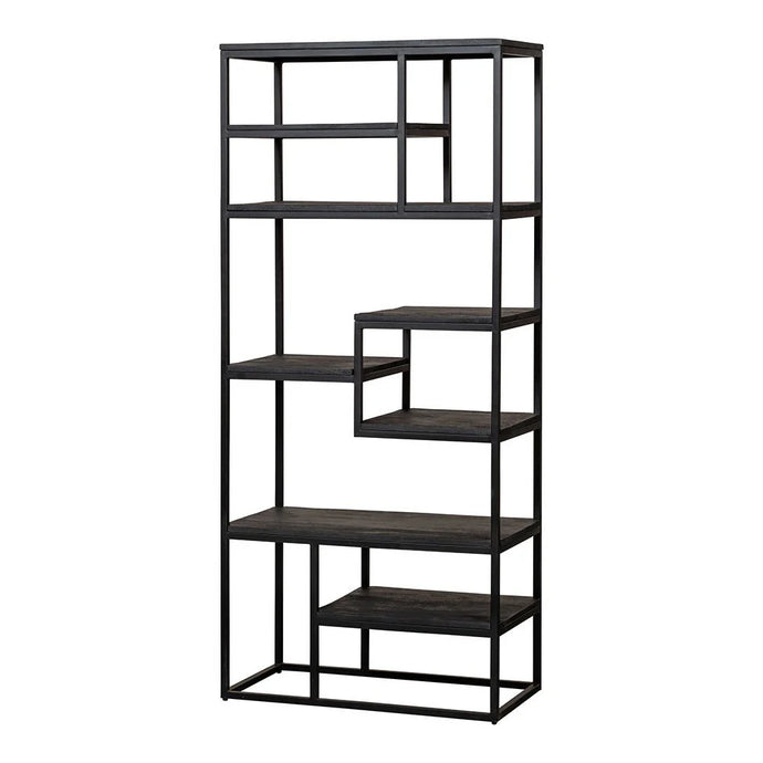 Mangoholz Fächerschrank Chicago Schwarz 80 cm Mahom