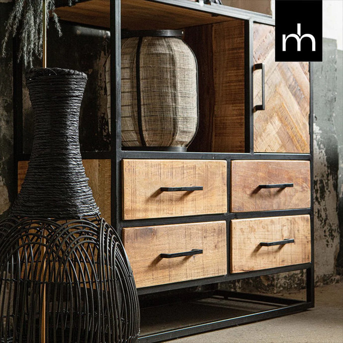 Mangoholz Fächerschrank New Haven 90 cm Mahom