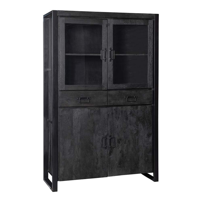 Mangoholz Vitrine Jersy Schwarz Mahom