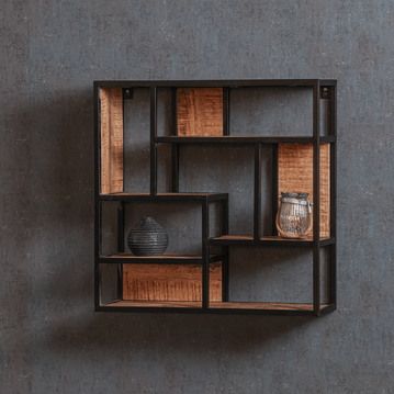Mangoholz Wandregal Quadratisch 60x60 cm Mahom