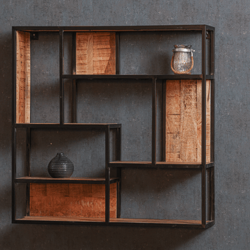 Mangoholz Wandregal Quadratisch 80x80 cm Mahom