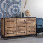 Mangoholz Anrichte Baltimore 160 cm 9 Schubladen Mahom
