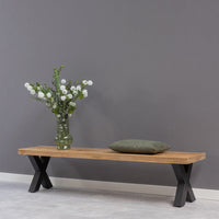 Mangoholz Esszimmerbank Columbus X-Fuß 180x40 cm Mahom