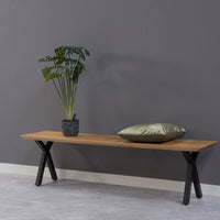 Mangoholz Esszimmerbank Salerno X-Fuß 180x40 cm Mahom