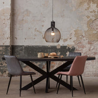 Mangoholz Esstisch Tulsa Schwarz Oval 180×100 cm Mahom