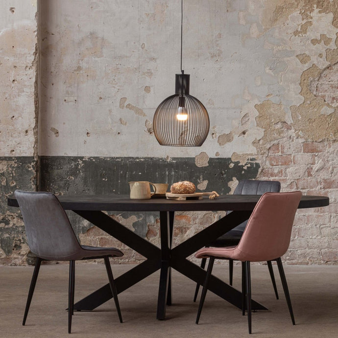 Mangoholz Esstisch Tulsa Schwarz Oval 180×100 cm Mahom