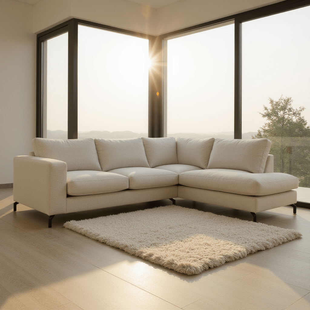 4-Sitzer Ecksofa in Creme, rechtsseitig