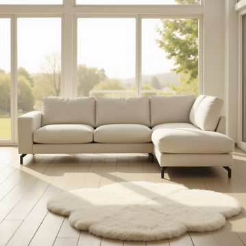 4-Sitzer Ecksofa in Creme, rechtsseitig