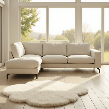 4-Sitzer Ecksofa in Creme, linksseitig