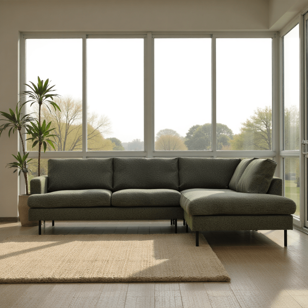 4-Sitzer Ecksofa in Grün, rechtsseitig