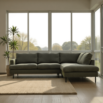 4-Sitzer Ecksofa in Grün, rechtsseitig