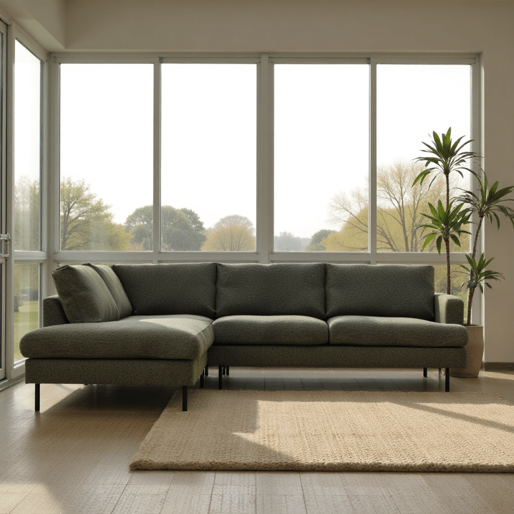 4-Sitzer Ecksofa in Grün, linksseitig
